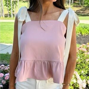 Pink and cream tie top